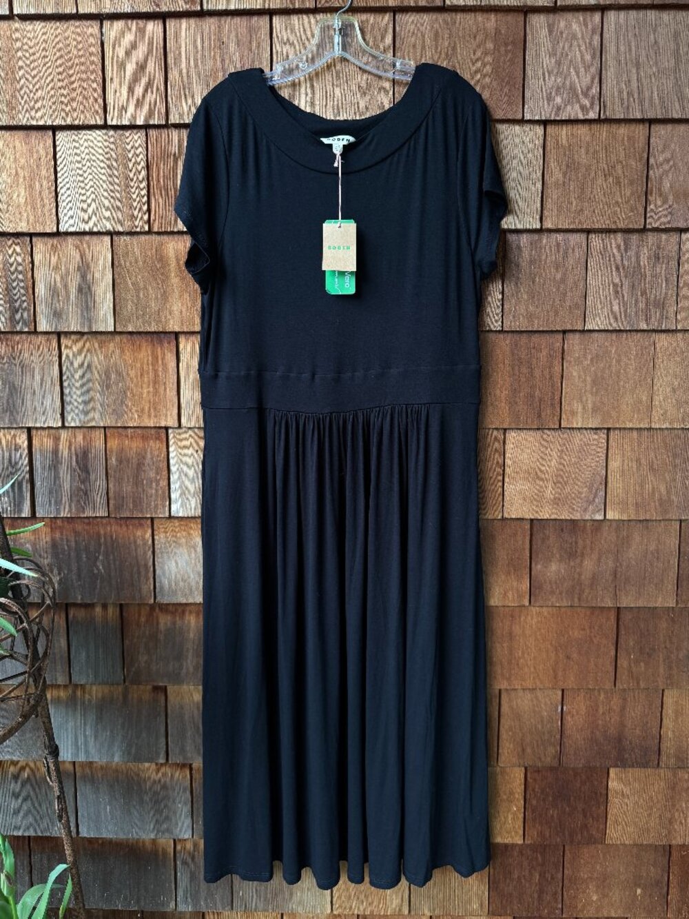 NWT Boden Black Melanie Jersey Knit Midi Dress in Women's 14R